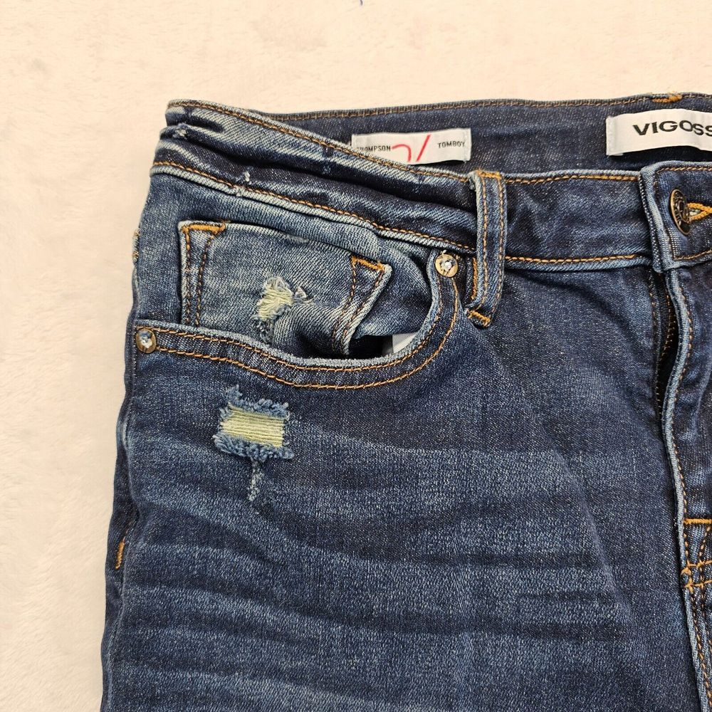 Vigoss Thompson Tomboy Jeans Stretch Distressed Ripped Blue Womens Size 27 EUC - Picture 3 of 15